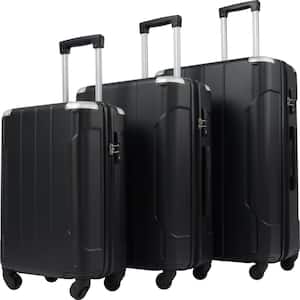 Black 3-Pieces Hardshell Luggage Sets Spinner Suitcase with TSA Lock Lightweight 20 in. 24 in. 28 in.