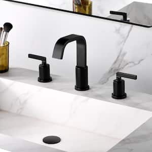 Contemporary 8 in. Widespread 2-Handle Bathroom Faucet in Matte Black