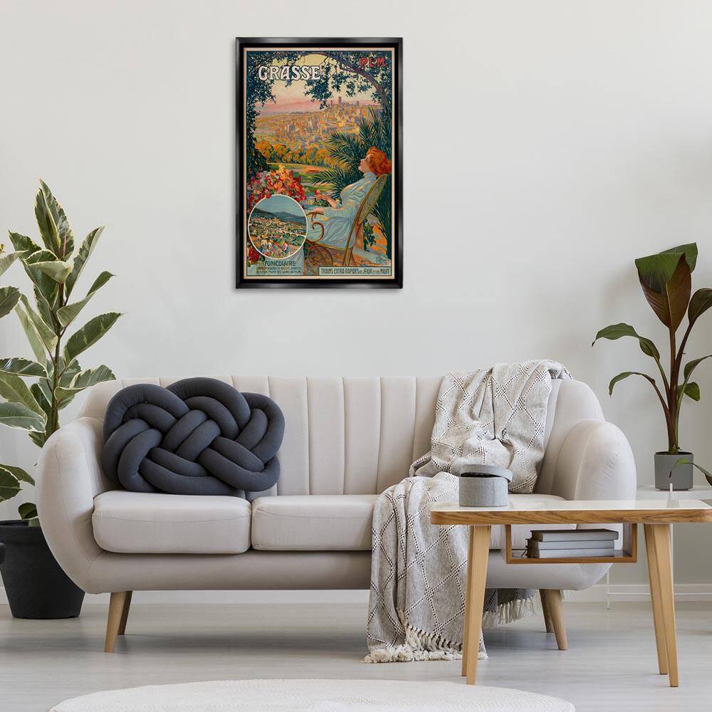 Vintage Grasse Advertisement by Marcus Jules Black Floater Frame People Graphic Art Print 31 in. x 21 in. price history on PriceWatchPro