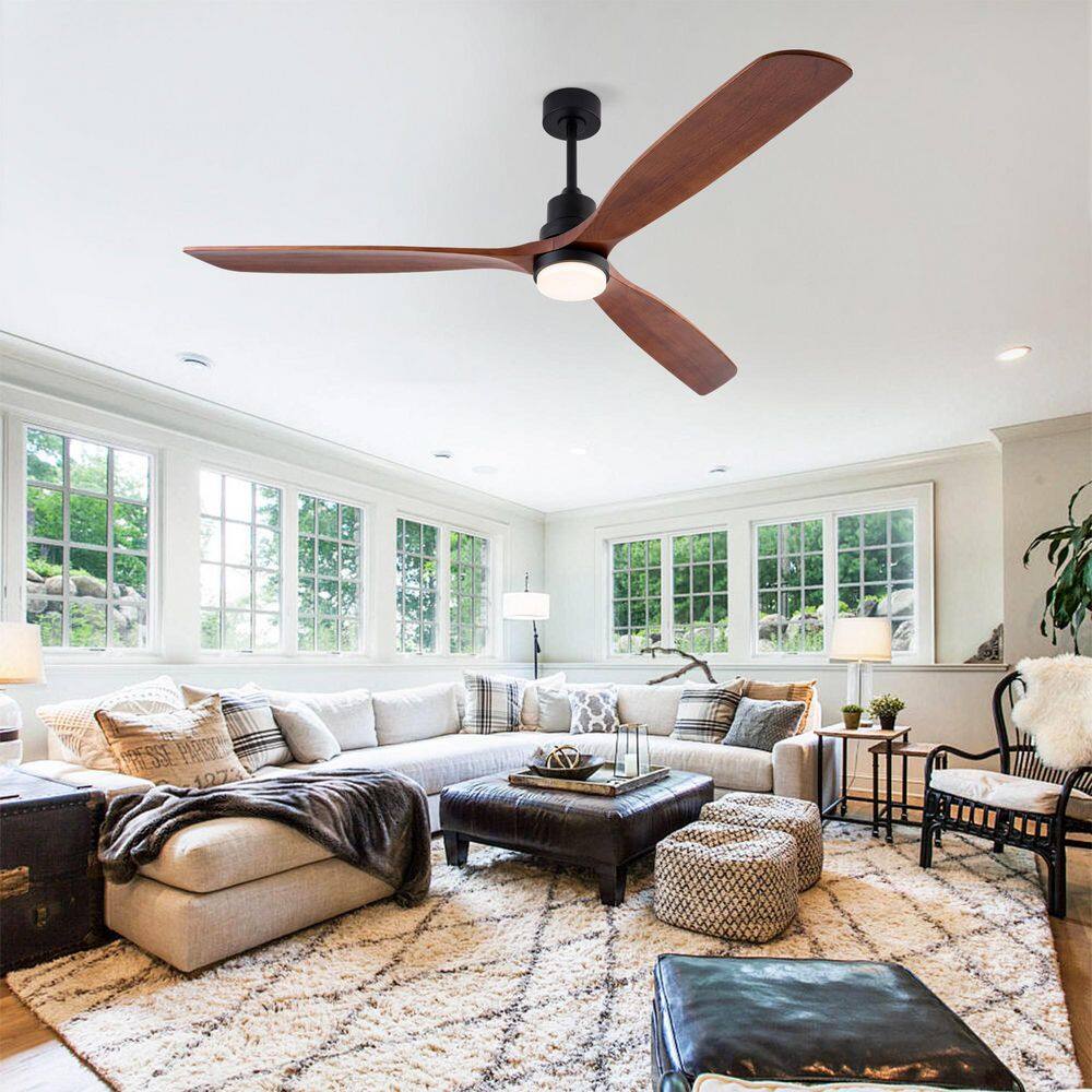 72 in. Indoor Black Downrod Mount Standard Ceiling Fan with Solid Wood Blades, DC Motor, Dimmable LED and Remote Control price history on PriceWatchPro