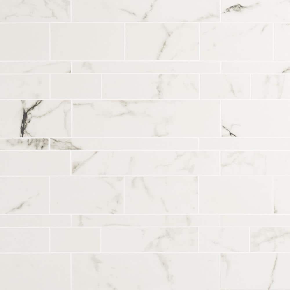 Saroshi Statuario Venato Matte Porcelain Marble Look Mosaic Tile