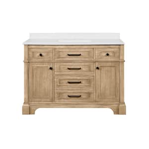 Melpark 48 in. W x 22 in. D Bath Vanity in Antique Oak with Cultured Marble Vanity Top in White with White Basin