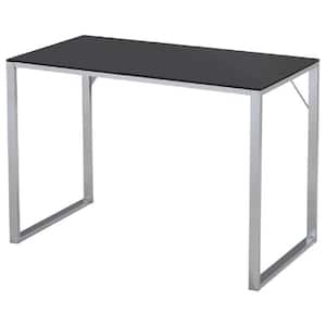 SignatureHome 23.62 in. W Chrome / Black Finish Material Metal / Tempered Glass Ariah Working And Writing Desk