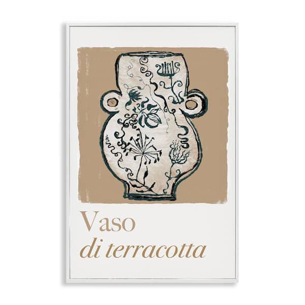 Stupell Industries Natural Terracotta Vase by cartissi White Framed Typography Giclee Art Print 18 in. x 12 in.