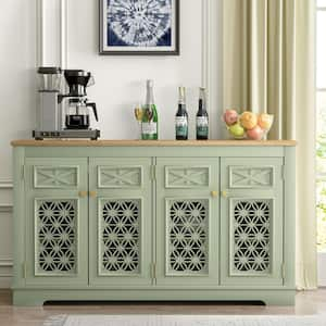 Vintage Green 57 in. W Storage Buffet Sideboard with Adjustable Shelves