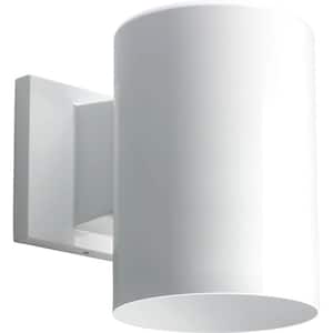 Cylinder Collection 5" White Modern Outdoor LED Wall Lantern Light