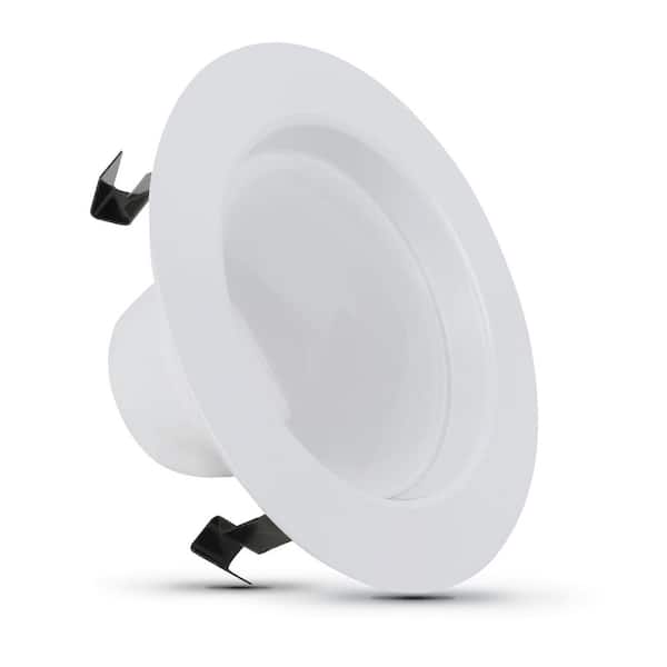 Feit Electric 4 in. Integrated LED White Retrofit Recessed Light Trim Dimmable CEC Title 24 Downlight Soft White 2700K