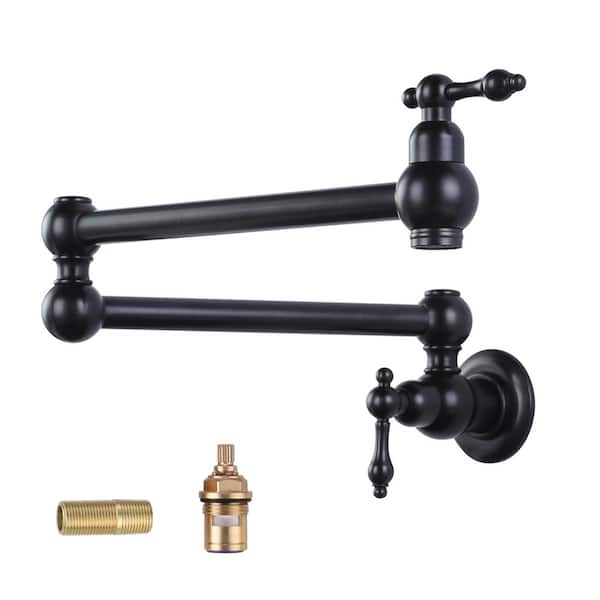 ARCORA Wall Mounted Brass Pot Filler with 2-Handles in Oil Rubbed Bronze
