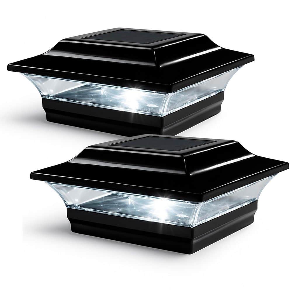 CLASSY CAPS 5 in. x 5 in. Outdoor Black Cast Aluminum LED Solar