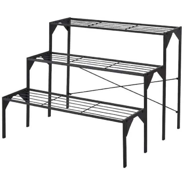 3 Tier Outdoor Metal for Black Multiple Plant Display Stand Rack -34 in. x 26 in. x 26 in. Steel Kits and Accessorles