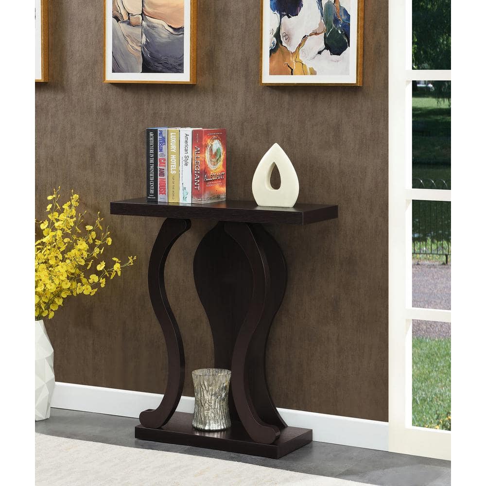 Newport Terry B Espresso Wood Console Table with Storage Shelf