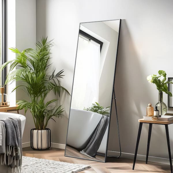 Dovelina 64.17 in. x 21.26 in. Oversize Modern Rectangle Oversized Black Metal Framed Full Length Standing Mirror
