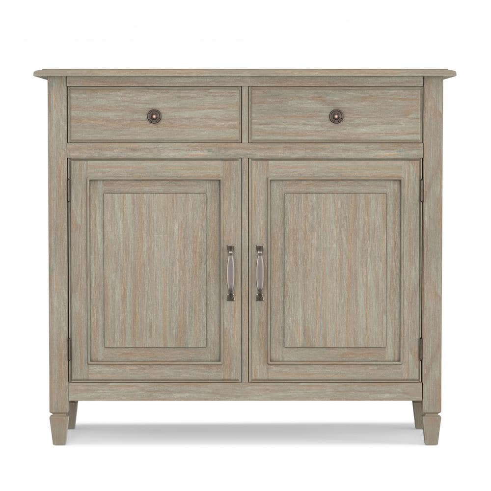 Distressed Grey Solid Wood Freestanding Storage Cabinet with Adjustable Shelving