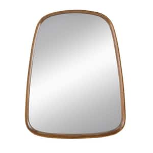 27 in. W x 37.4 in. H Modern Rectangle Framed Wood Brown Vanity Mirror