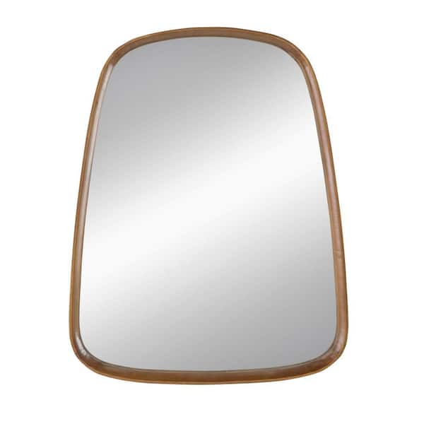 A & B Home 27 in. W x 37.4 in. H Modern Rectangle Framed Wood Brown Vanity Mirror