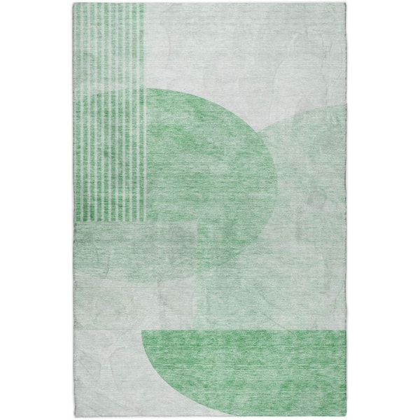 Dream Shag Premium Machine Washable Abstract ADS678 Green 10 ft. x 14 ft. Area Rug