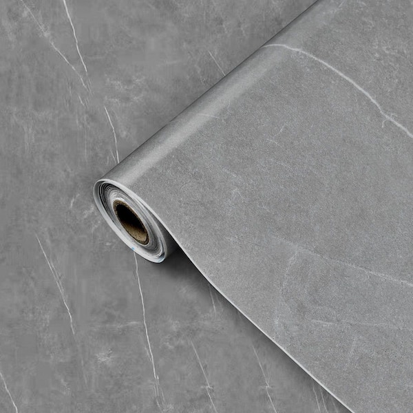 Grey Contact Paper Peel and Stick Wallpaper Roll Self Adhesive Wallpaper for Furniture Decorative, 15.75 in. x 393.7 in.
