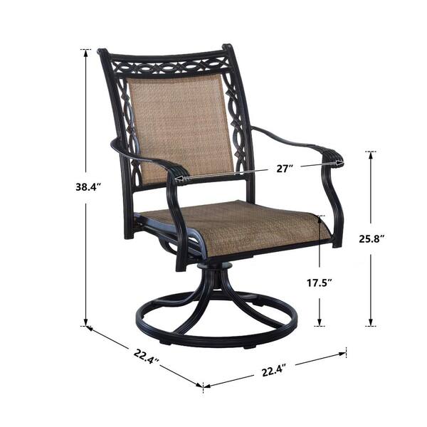 Mondawe Commonly Used Brown Swivel Cast Aluminum Metal Outdoor Patio Padded  Sling Chair Outdoor Dining Chair (2-Pack) 21OD14107BK-1 - The Home Depot