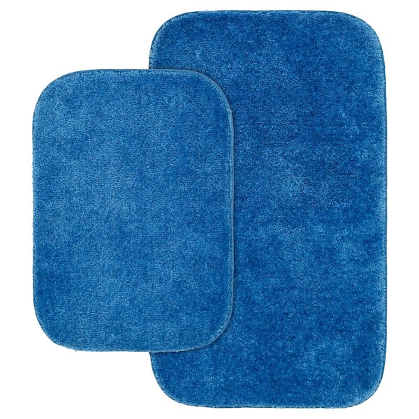 Garland Rug Electric Blue Traditional Plush Nylon 2-Piece Bath Rug Set