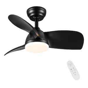 28 in. Integrated LED Indoor Black Smart Ceiling Fan Lighting with Remote, Time, 3-Speed, Dimmable, 3 ABS Blades