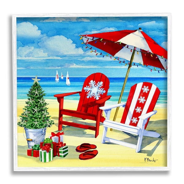 Stupell Industries Coastal Christmas Scene by Paul Brent 1-Piece Framed Graphic Print Nature Poster Art Print 12 in. x 12 in.