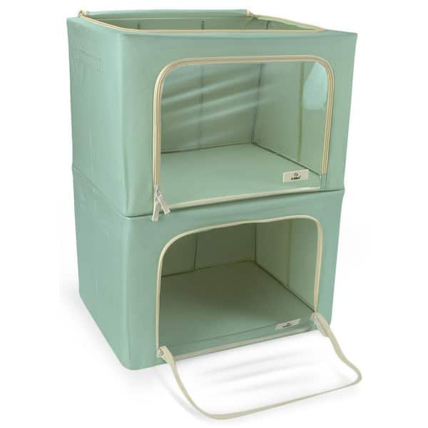 13.75 in. H x 19.75 in. W x 16 in. D Teal Cube Storage Bin Boxes with Window and Zipper (2-Pack)