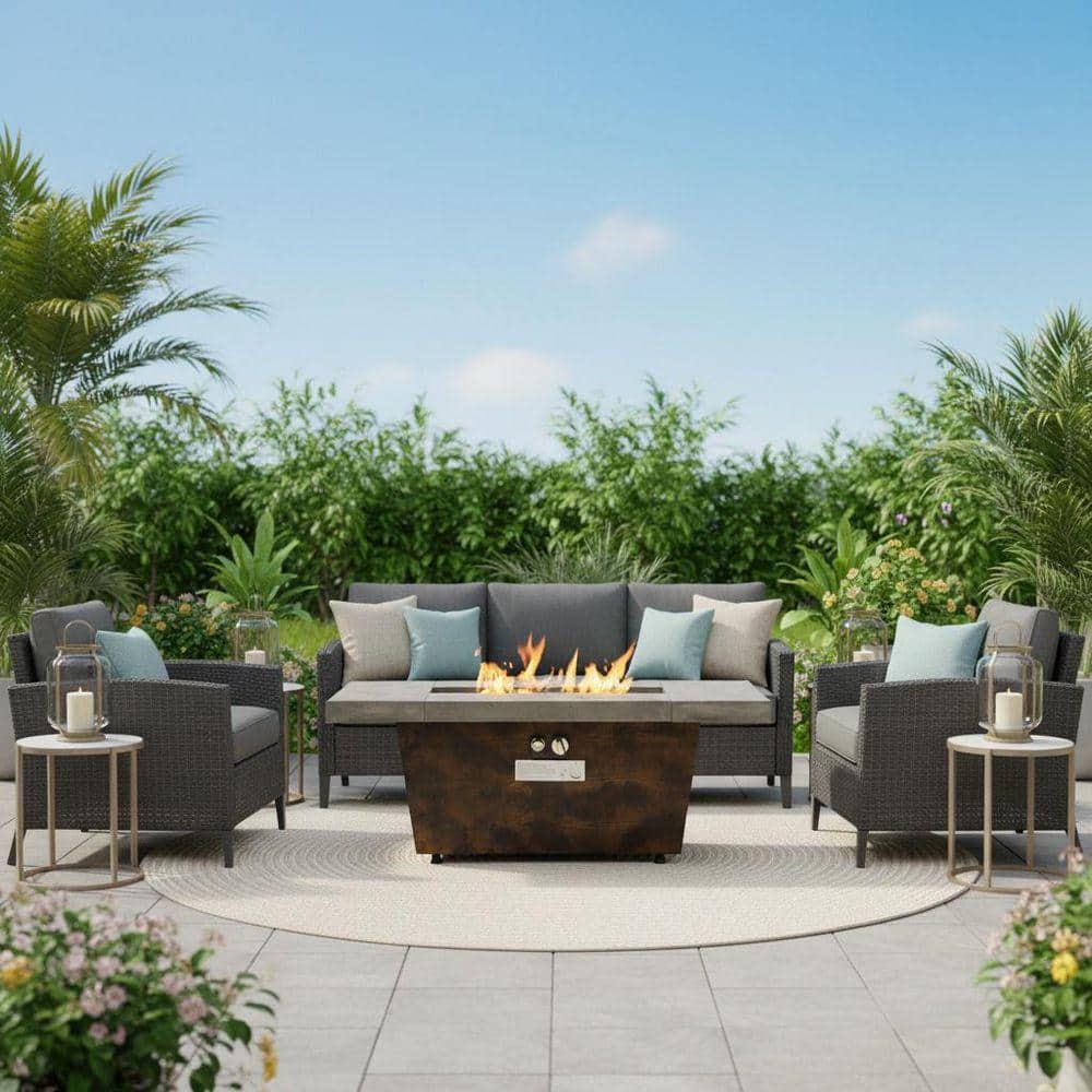 42 in. Rectangle Gas Outdoor Fire Pit Table, 50000BTU Propane