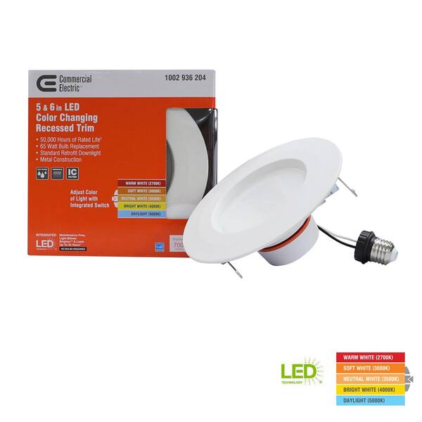Commercial Electric 5 6 In Matte White, Home Depot Retrofit Led Can Lights