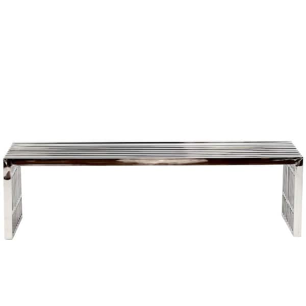 MODWAY Gridiron Large Stainless Steel Bench in Silver