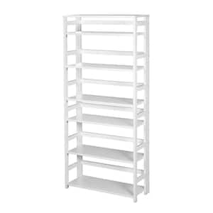 67 in. White Wood 6-shelf Standard Bookcase