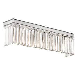 22.5 in. 4-Light Brushed Nickel Bathroom Vanity Light Wall Light Fixtures Over Mirror with Clear Crystal Shade