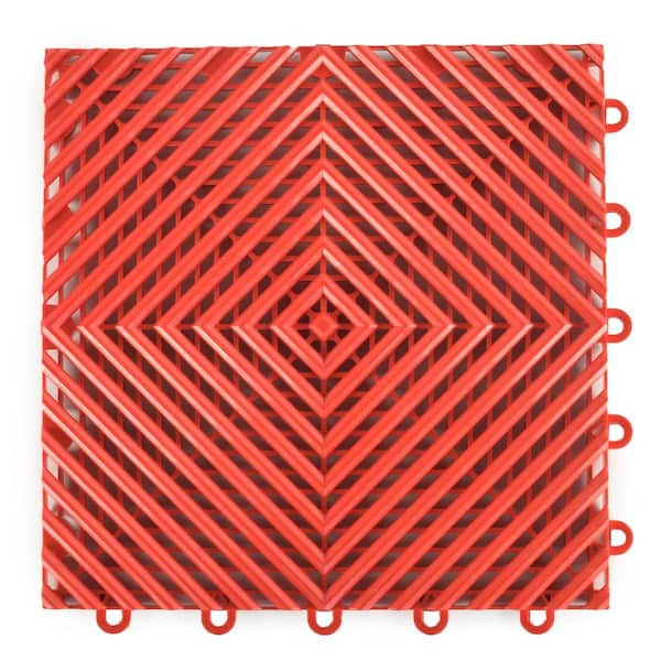 Greatmats Perforated Click 12-1/8 in. x 12-1/8 in. Red Plastic Garage Floor Tile (25-Pack)