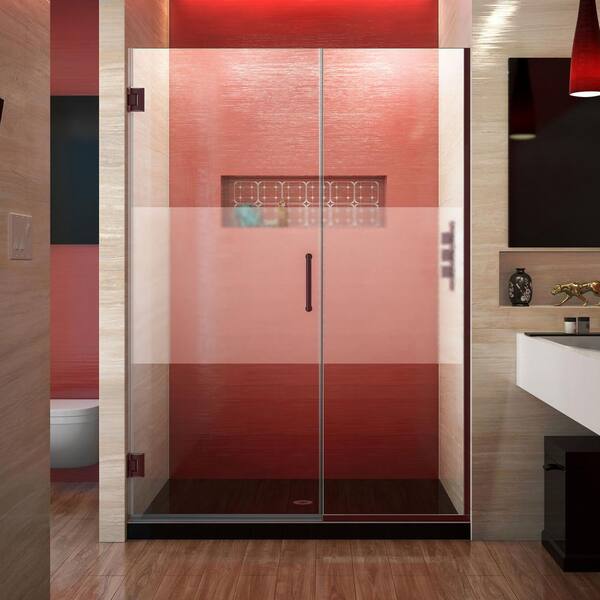 DreamLine Unidoor Plus 50.5 to 51 in. x 72 in. Frameless Hinged Shower Door in Oil Rubbed Bronze