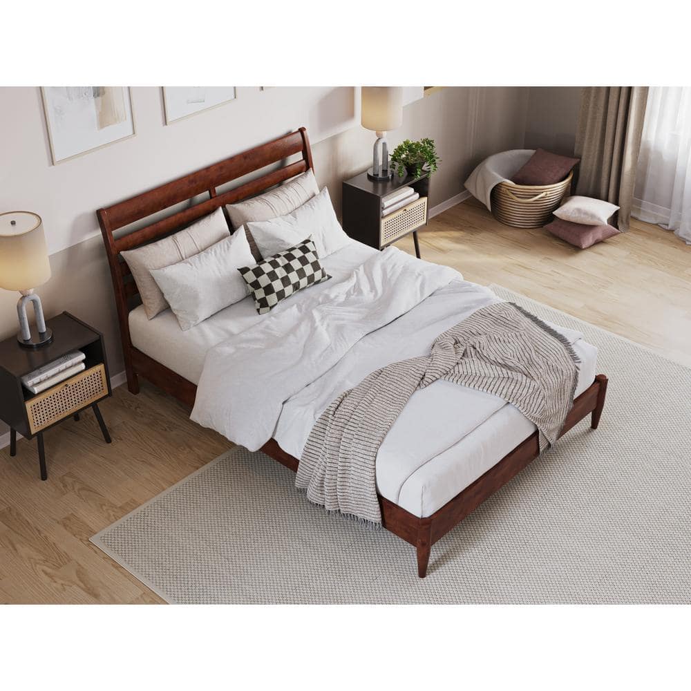 Savannah Walnut Full Solid Wood Low Profile Platform Bed