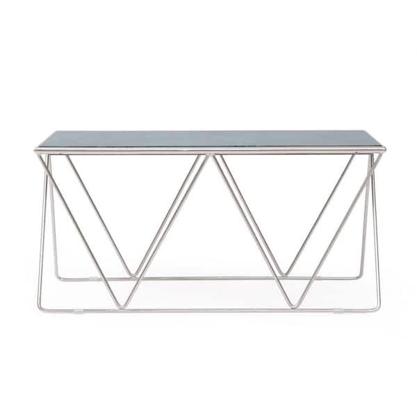 Noble House Gieke 37 in. Green and Gold Rectangle Stone Top Coffee Table