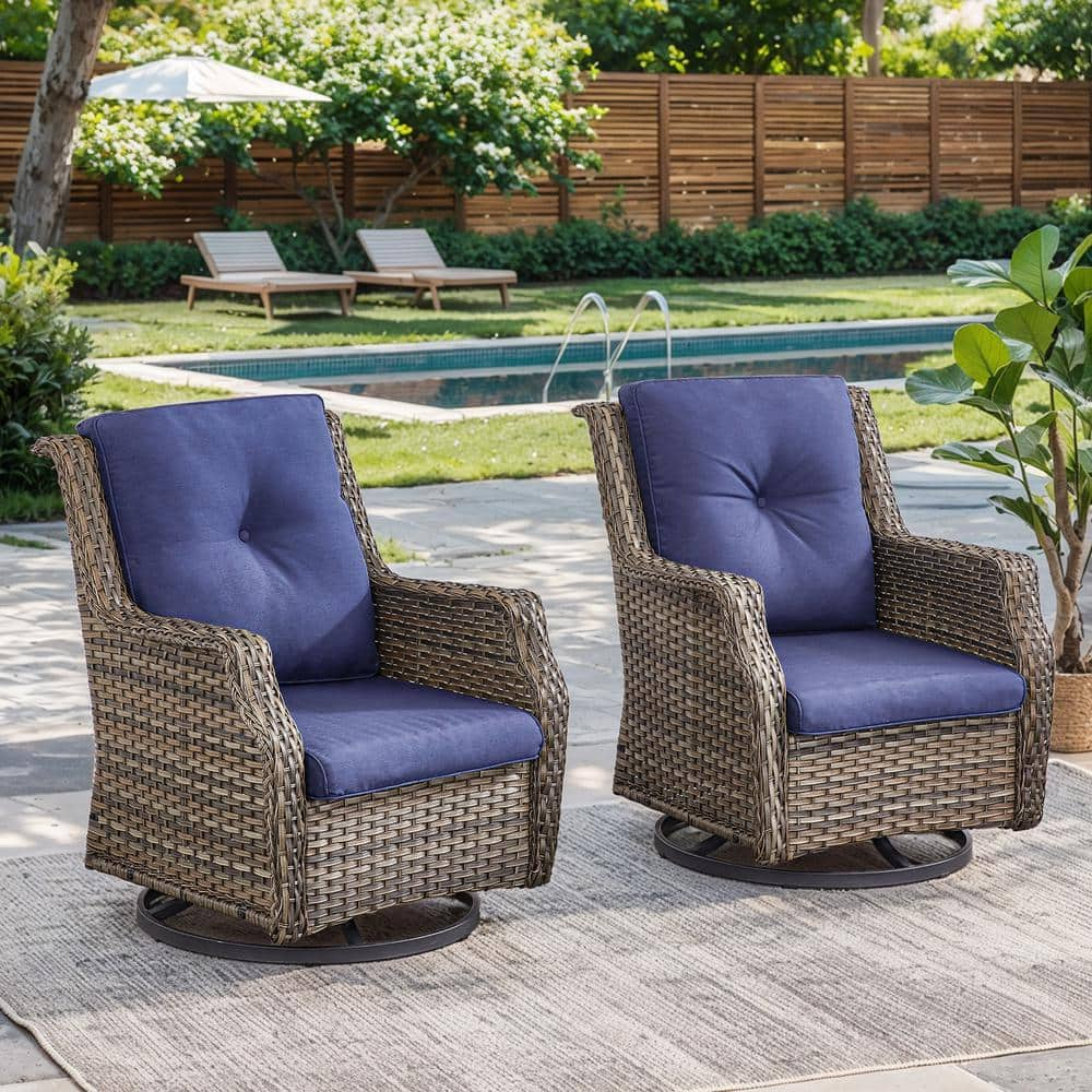 Pocassy Straight Armrest Series Gray Wicker Outdoor Patio Swivel ...