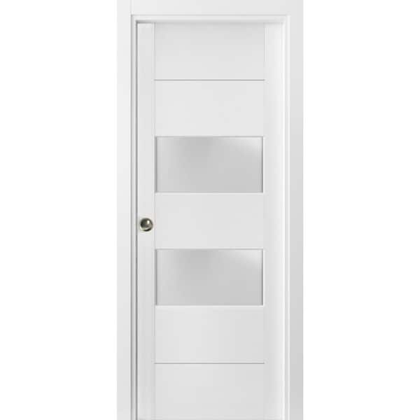 Sartodoors 4010 28 in. x 80 in. White Finished Wood Sliding Door with ...