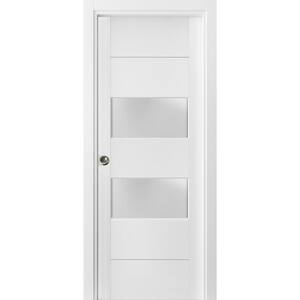 4010 28 in. x 96 in. White Finished Wood Sliding Door with Pocket Hardware