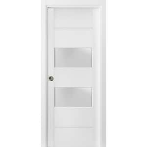 4010 30 in. x 96 in.  White Finished Wood Sliding Door with Pocket Hardware