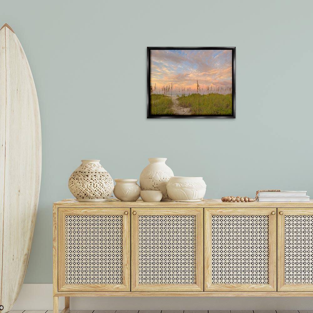Serene Coastal Path Grasses by Mary Lou Johnson Black Floater Frame Nature Graphic Art Print 17 in. x 21 in. price history on PriceWatchPro