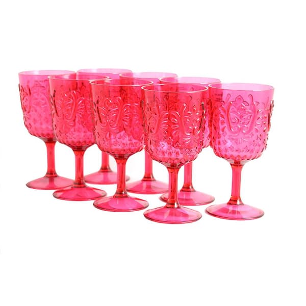 Studio California Elmira 16 oz. Red Acrylic Goblets (8-Pack)