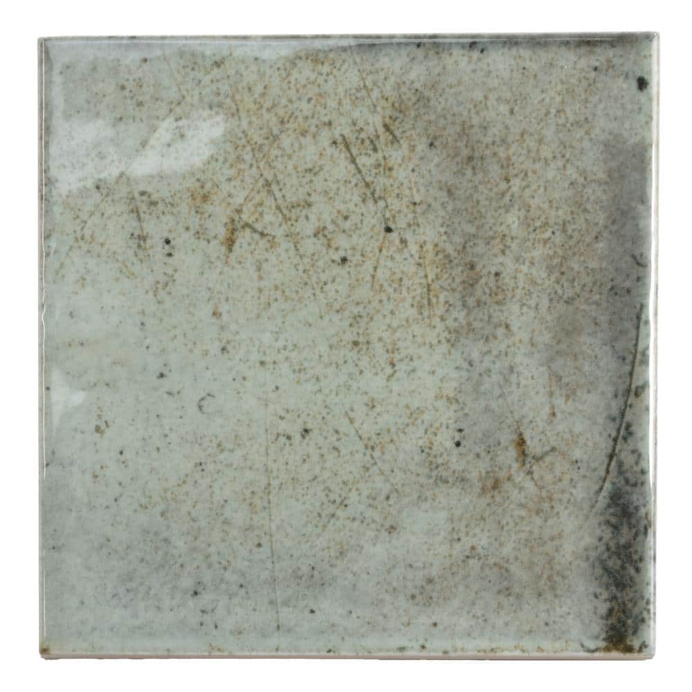 Antiek 4'' x 4'' Glossy Green Ceramic Tile