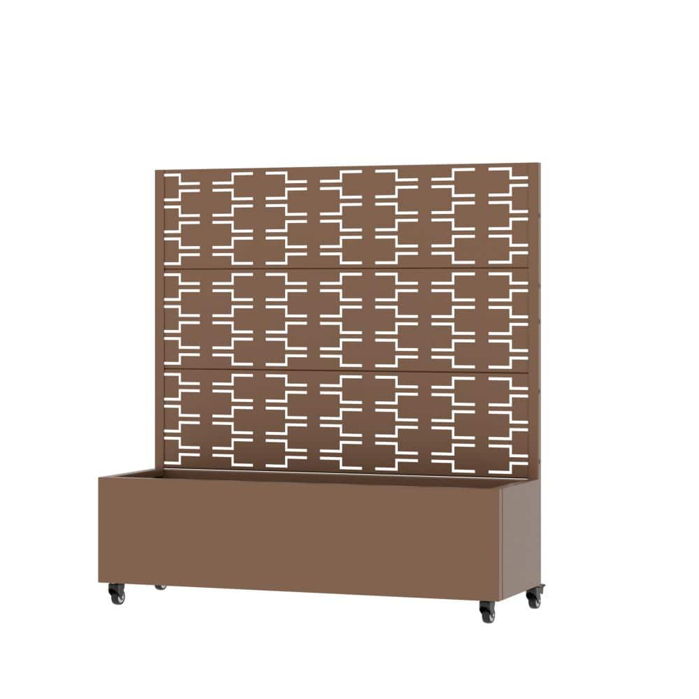 47 in. H x 47 in. W Brown Outdoor Galvanized Steel Privacy Screen Planter Box Trellis with Detachable Wheels price history on PriceWatchPro