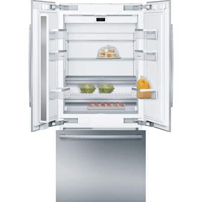 Benchmark Series 36 in. W 19.4 cu. ft. Built-In Smart French Door Refrigerator in Stainless Steel, Counter Depth