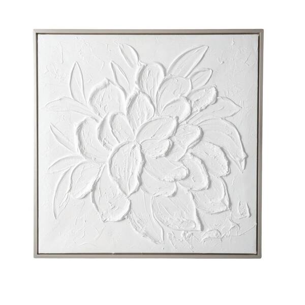 SULLIVANS Framed Embossed Flower White Wall Art, 27.5 in. x 27.5 in.