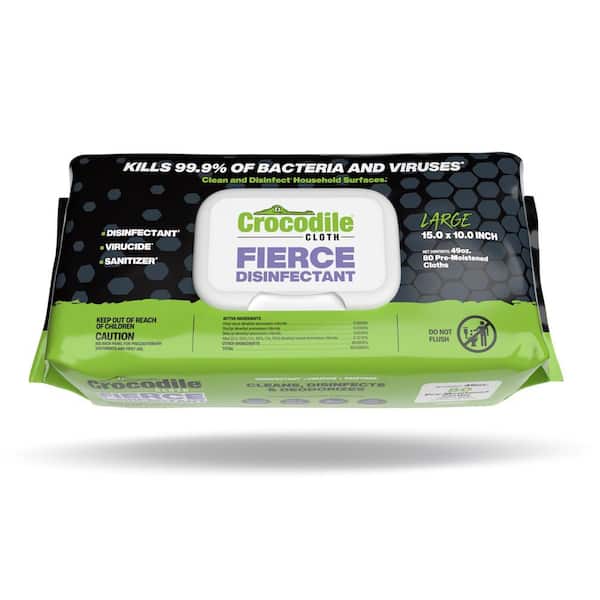 15 x 10 in., Crocodile Cloth Disinfecting All-Purpose Cleaning Wipes, 80 Cloths