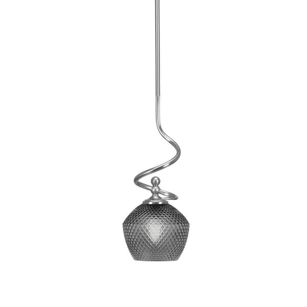 Royale 100-Watt 1 Light Brushed Nickel Shaded Pendant Light with 6" Smoke Textured Glass, No Bulb Included