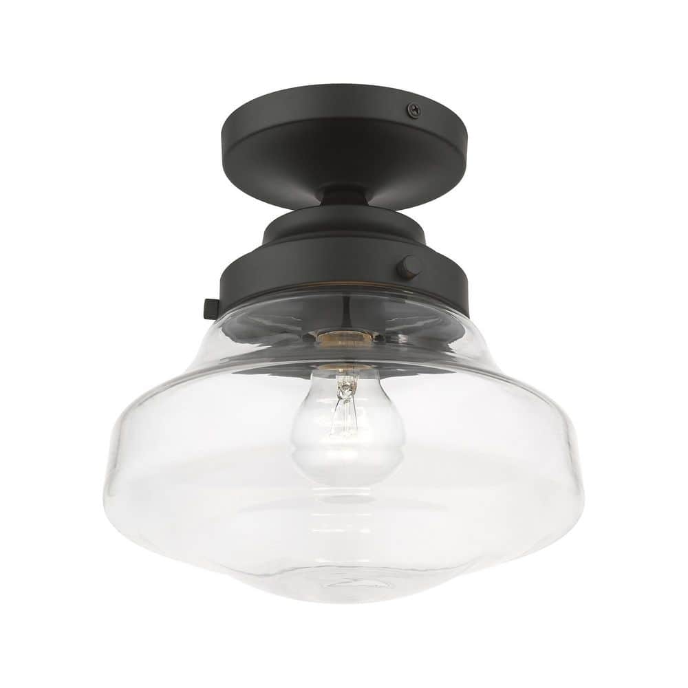 Avondale Black and Clear Glass Nautical Semi-Flush Mount Light