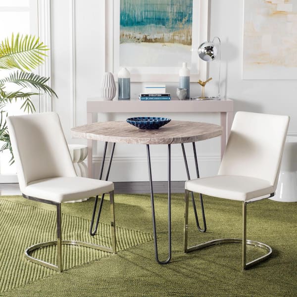 Parkston 18 in. White Leather Side Chair (Set of 2)