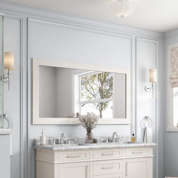 White wood vanity deals mirror